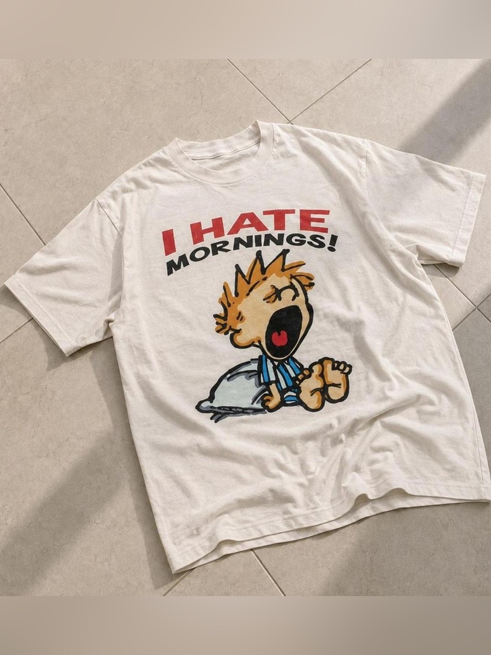 Gildan White 'I Hate Mornings' Graphic Tee